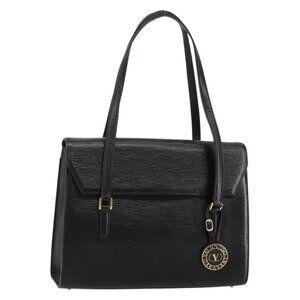 Authentic VALENTINO Shoulder Bag Leather Black Gold